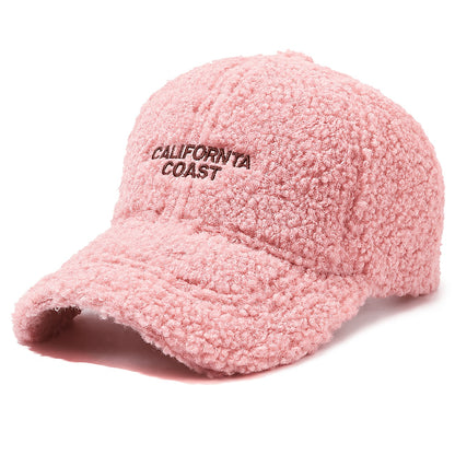 Women’s Warm Plush Baseball Cap, Casual Street Style for Fall and Wint