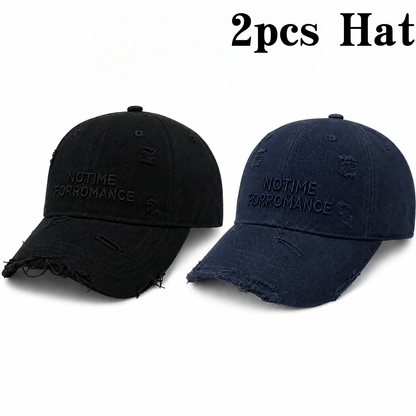 Unisex Embroidered Washed Cotton Baseball Cap with Wide Brim
