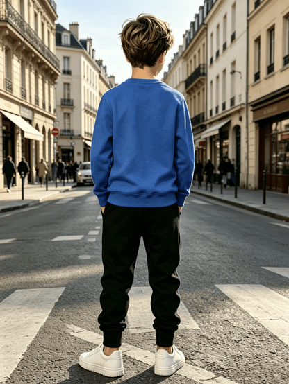 Boys' Mountain Peak Print Hoodie and Pants Set, Soft Polyester