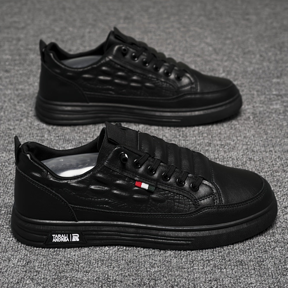 Men's Trendy Slip On Skate Shoes With Imitation Crocodile Skin Shaped Faux Upper, Non Slip Comfy Casual Shoes For Outdoor Street Walking Holiday Traveling - ayq