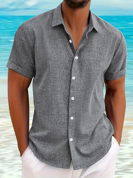 Men's Summer Casual Button-Up Short-Sleeve Cardigan Shirt - ayq