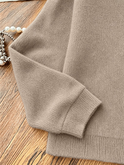 Women's Plush Long Sleeve Crew Neck Sweater - Casual Warm Pullover