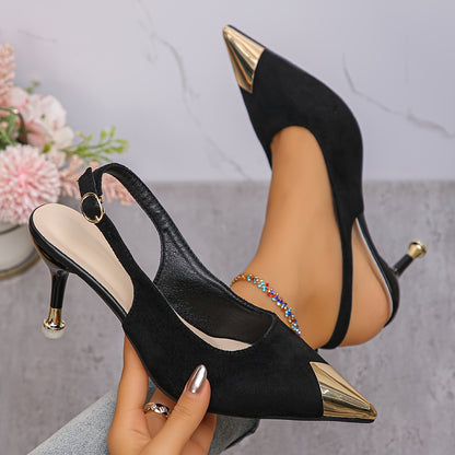 Women's Elegant Stiletto Pointed Toe Fabric Heels for Spring