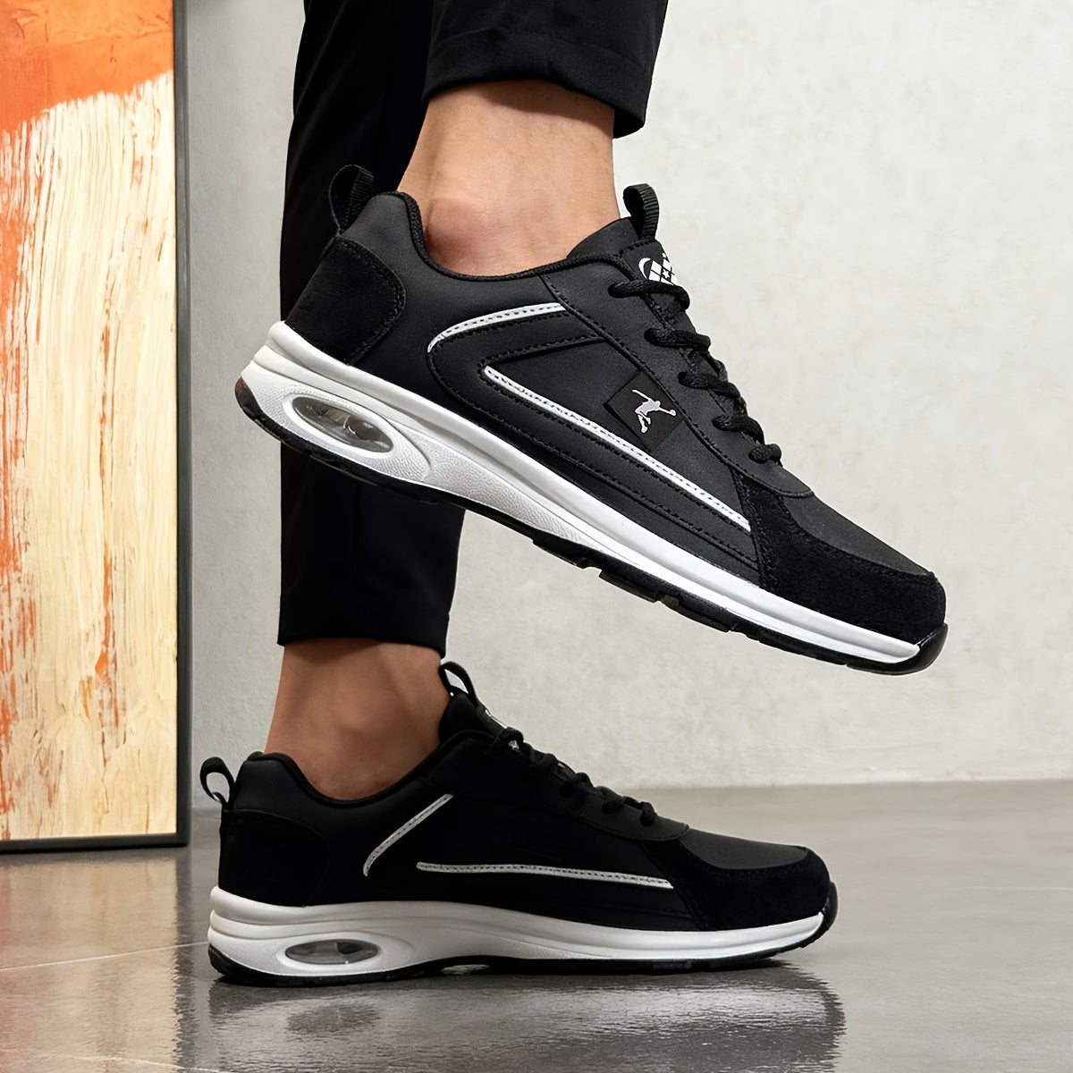 ZERJER Men'S Casual Sports Shoes | Comfortable Low-Top Lace-up Sneakers with Thick Rubber Sole, Faux & Fabric Upper, Breathable for Daily & Casual Wear, Suitable for Hiking & Outdoor Activities, Sizes 39-48