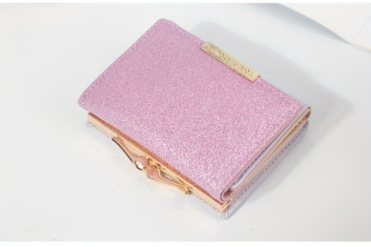 1pc, Women's Luxury High-Quality Wallet, Multi-Functional Multi-Card Slot Exclusive Coin Purse, Portable Compact Versatile Travel, Gorgeous Small Sequins, Exquisite Lady Gentle Style, Unique Design, Metal Snap Closure, Solid