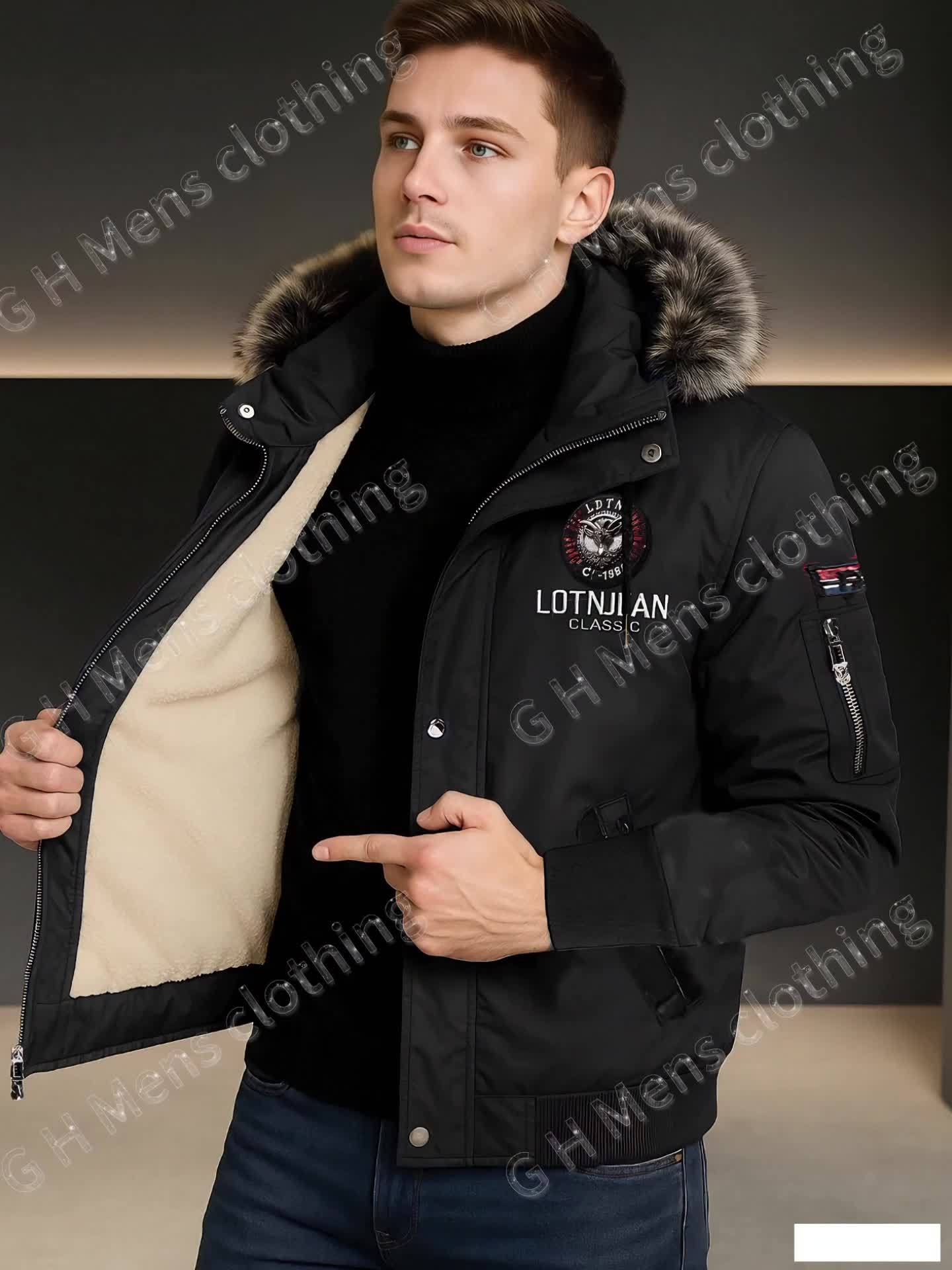 Men's Heavyweight Arctic Winter Jacket - -210gsm Windproof Coat with Full-Zip Closure, Hooded Insulated Outerwear - Machine Washable Cold Weather Jacket for Skiing, Snowboarding, Camping - Navy Blue, Winter Accessories, Skiin