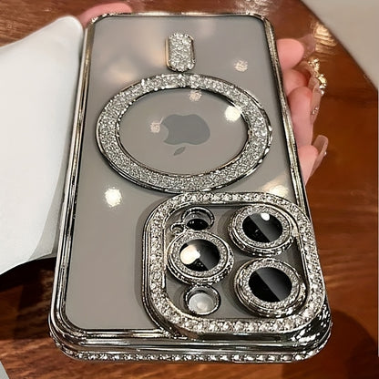 Նոր ոճի Magnetic բջջային հեռախոսի պատյան Rhinestones-ի համար iPhone 16 15 14 13 12 11 Plus Pro Max-ի համար