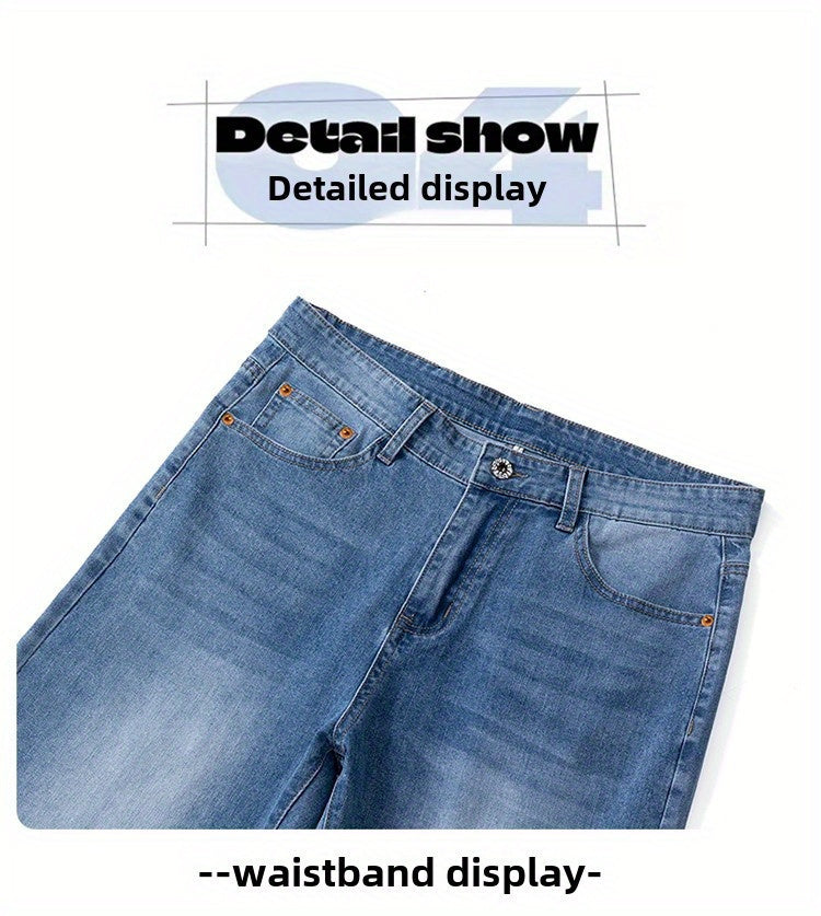 Men'S Stretchy Long Pants, Stylish And Versatile, Slim Fit, Breathable, Trendy Denim Trousers for Spring And Summer.