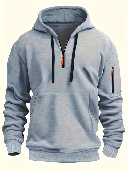 Men's Casual Hoodie with Zipper, Soft And Breathable Polyester Fabric, Machine Washable, Autumn/Winter Fashion