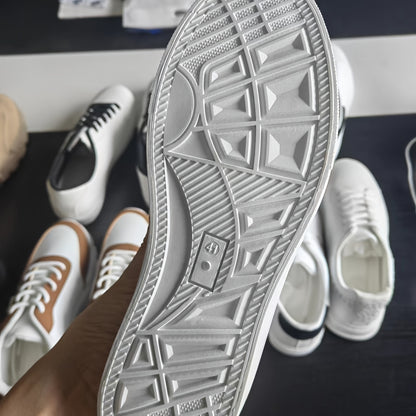 Men's Casual Slip-On White Sneakers, Lightweight All-Season Shoes