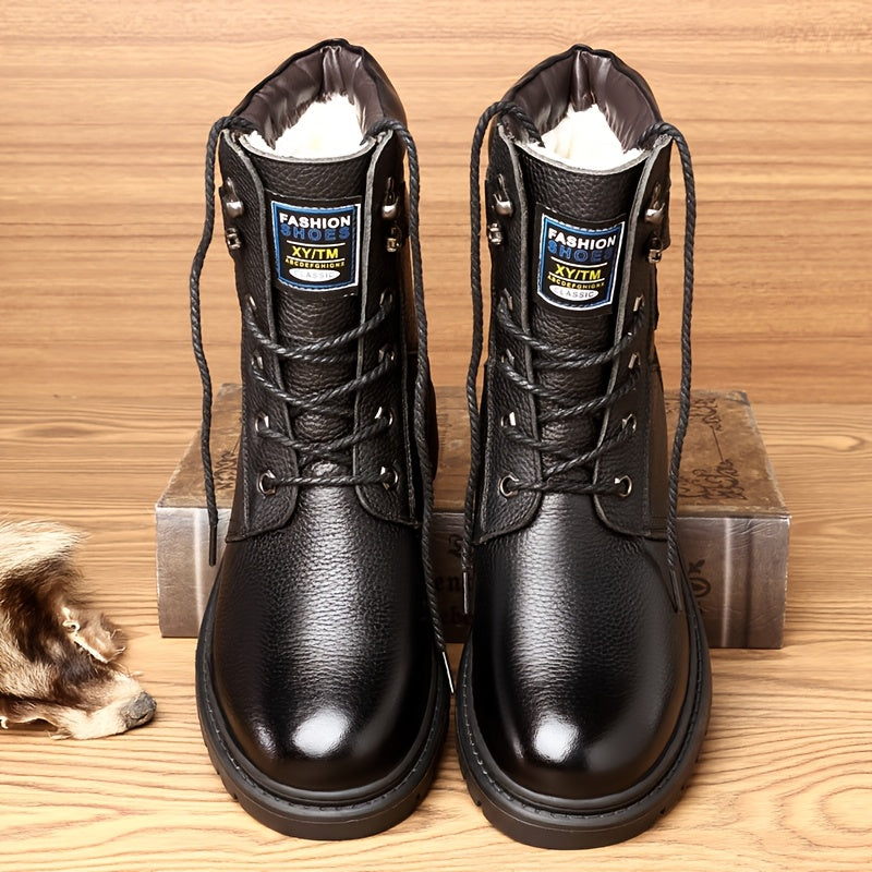 Men's Fleece-Lined High-Top Winter Boots Warm Outdoor Shoes