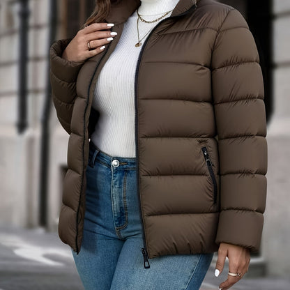 Կանացի թեթև ձմեռային վերարկու - էլեգանտ, կանգնած օձիքով բաճկոն, չձգվող գործվածք, կայծակաճարմանդով փակվող, երկար թևքերով վերնազգեստ գրասենյակի, երեկույթի, առօրյայի համար - աշուն/ձմեռ տաք, նորաձև, ցուրտ եղանակի բաճկոն կանանց համար, կանացի ձմեռային վերարկու