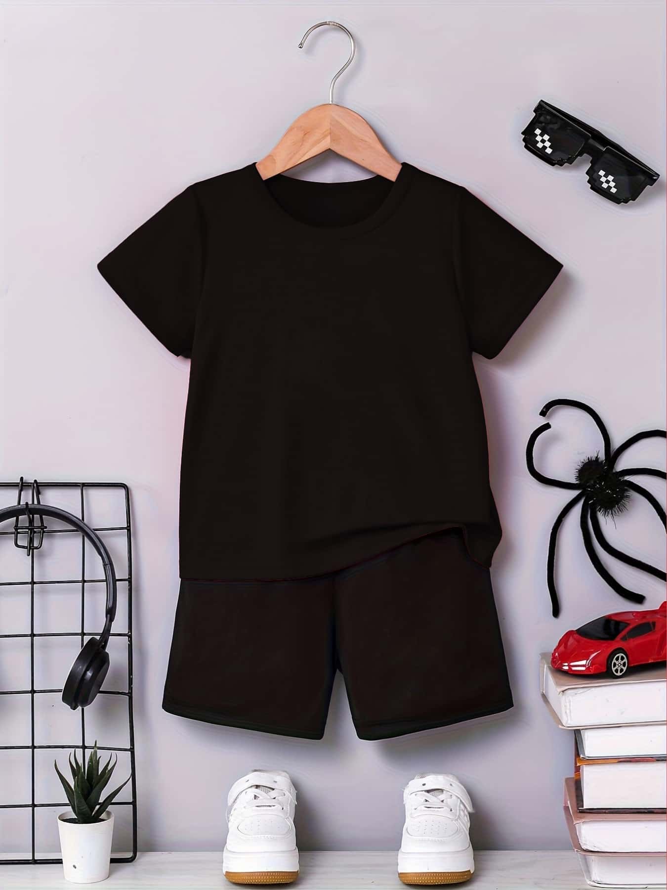 Summer Quick-Dry Shorts & Tee Set for Baby Boys, Jungle Print