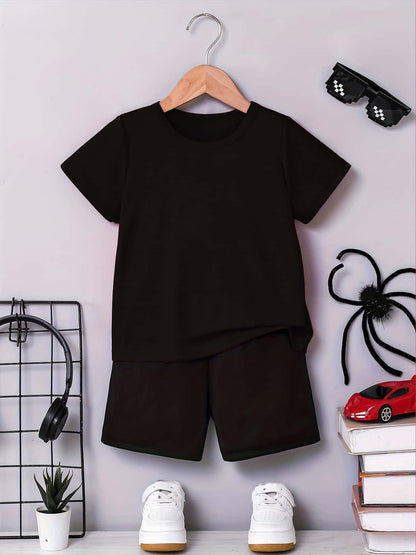 Summer Quick-Dry Shorts & Tee Set for Baby Boys, Jungle Print