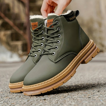 Men's Plus Size Ankle Boots with Plush Lining for All Seasons
