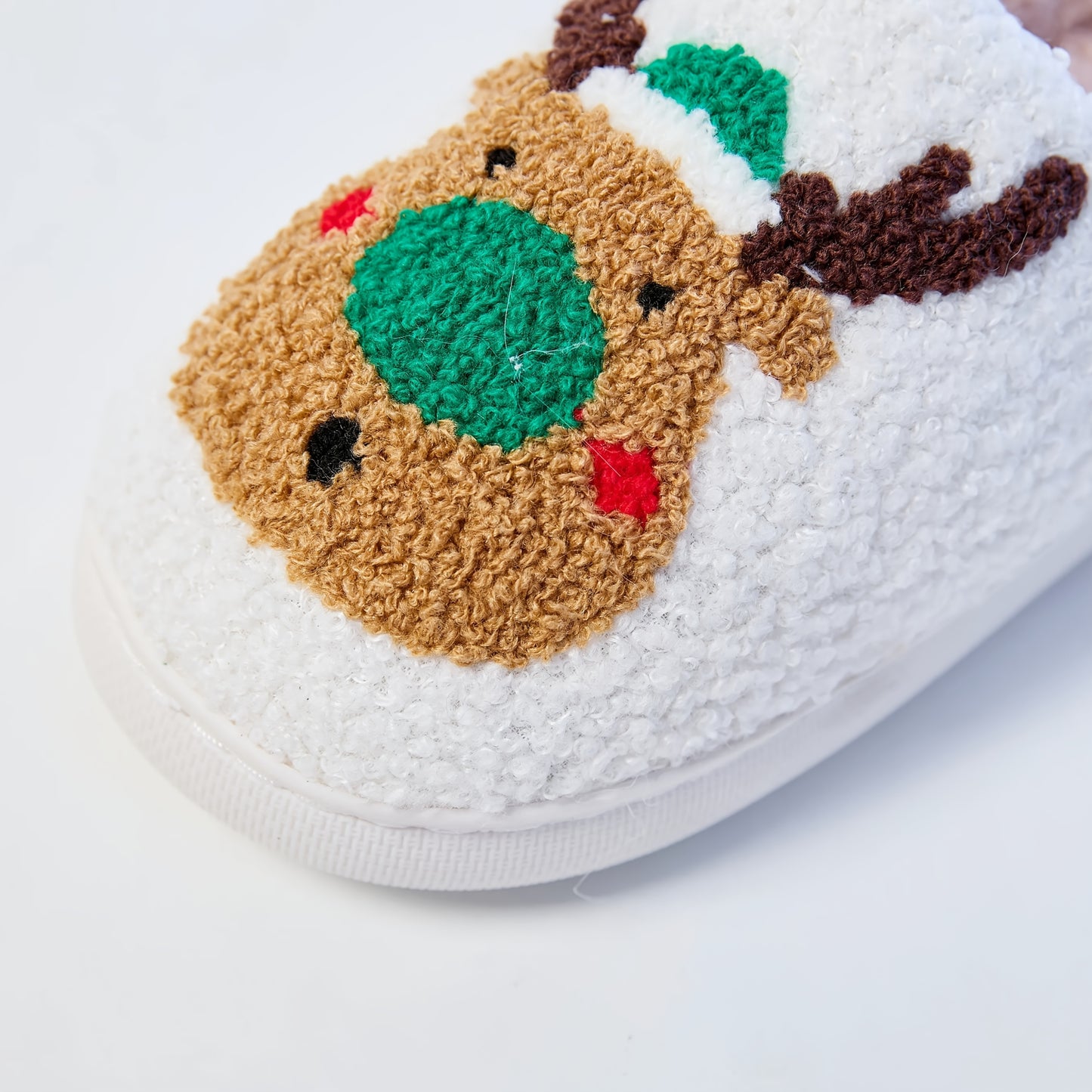 Mrs Hui Men's & Women's Plush Flocked Reindeer Slippers - Cozy Winter Indoor/Outdoor Christmas House with Antlers, Soft Warm & TPR Sole, Unisex -Like Footwear for Holiday Parties, Slippers For Women, House Slippers For Women,