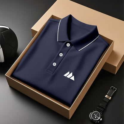 Creative Geometric Pattern Printed Shirt - Breathable Golf Top, Short Sleeve, Button Neck, Regular Pattern, High Quality Fabric, Slightly Elastic, Suitable for Tennis Sports and Business Occasions, Can Be Used as a Gift - ayq