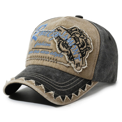 Vintage Washed Unisex Adjustable Baseball Cap with Embroidered Patch