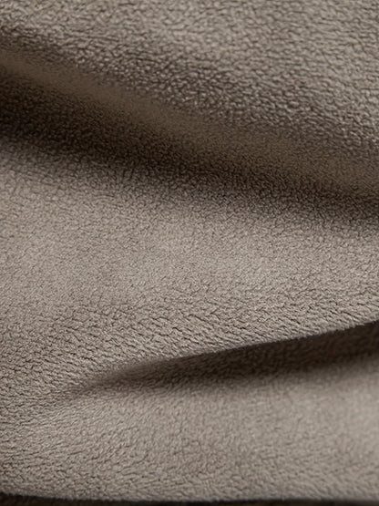 Men's Heavy-Duty Fleece-Like Winter Jacket with Full-Zip Closure & Mountain Logo Embellishment - Stand Collar Long Sleeve H-Shape Silhouette, Brown/White, Machine Washable Cold Weather Skiing & Outdoor Coat (No Belt)