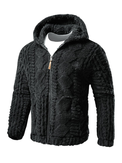 [Elson OBM] Solid Color Fashion Hooded Jacket, Long Sleeve Zip-Up Outerwear, Windproof and Warm, Comfortable for Autumn and Winter, Ideal as a Gift