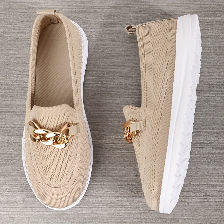 Women'S Knitted Flat Shoes, Lightweight Round-Toe Low-Top Shoes, Casual Sneakers.