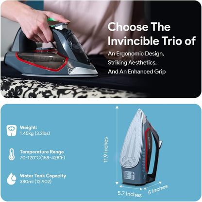 Bartnelli Pro Luxury Steam Iron for Clothes | New Powerful Steam Technology | Non-Stick Ceramic Soleplate, 1700 Watts with 3-Way Auto Shut Off, Premium Built Quality & Durability