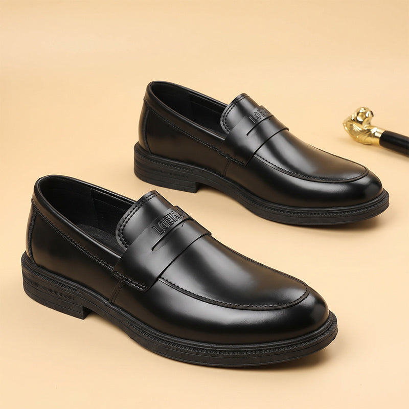 Men's Black Round Toe Loafers - Breathable Soft Sole, All-Season