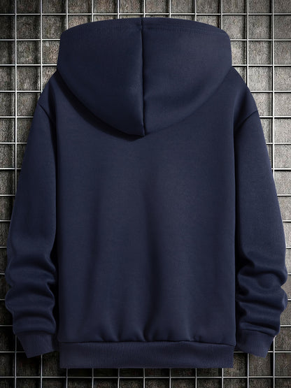 2pcs Boys' Fleece-Lined Thickened Warm Hoodie + Pants Set, Stylish Letter Print Winter Comfortable Sportswear Outfit for Kids Casual Leisurewear, Perfect for, Blanket Hoodie Kids