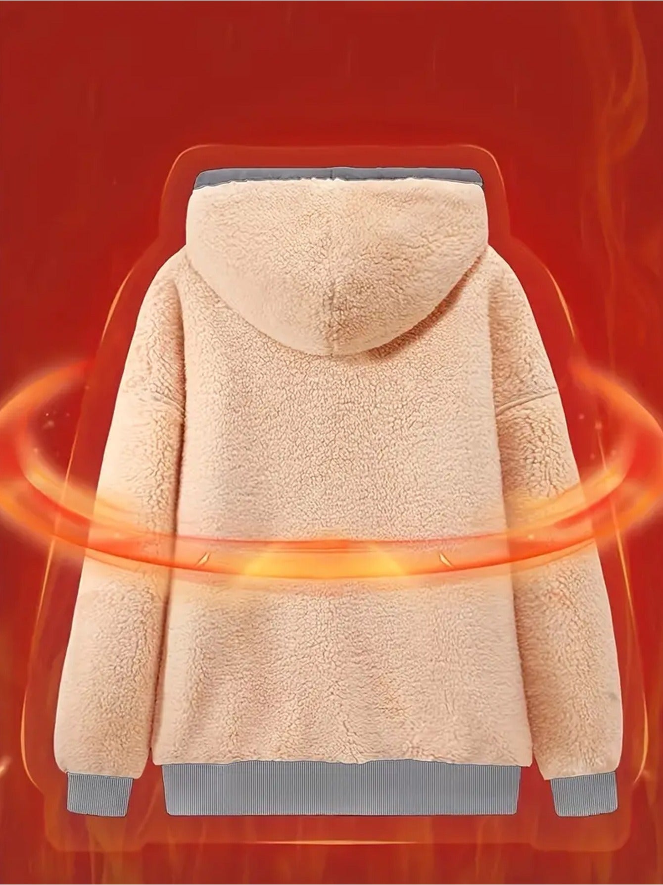 Women'S Thick Fleece Hooded Sweatshirt with Cute Bear Print & Plush - Cozy Winter Warmth, Drawstring Hood & Pockets, Casual Retro Style, Machine Washable For Fall/winter Commuting & Daily Wear, Winter Sweatshirt, Seasonal Fas