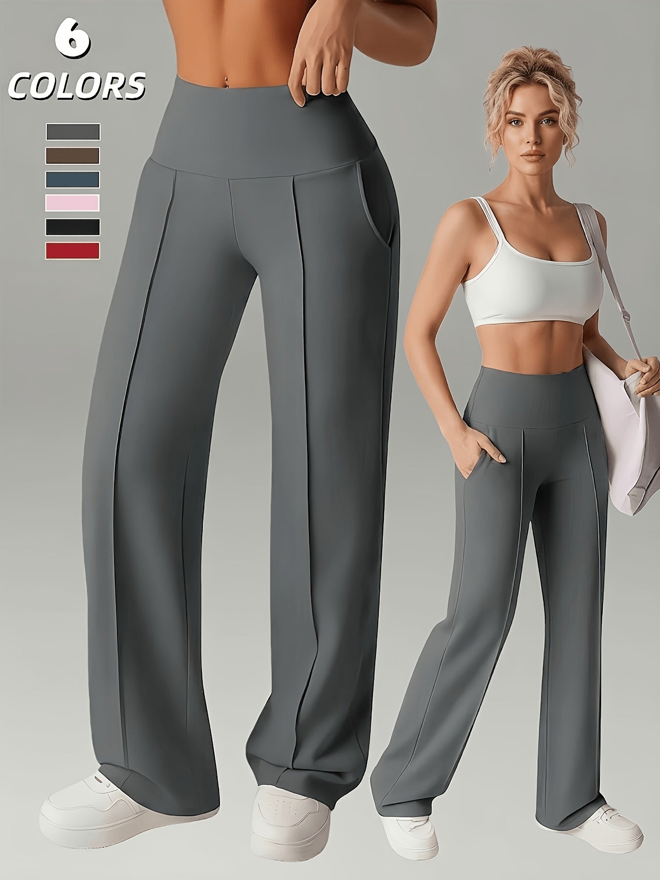 Women’s High-Waist Wide-Leg Leggings with Pockets