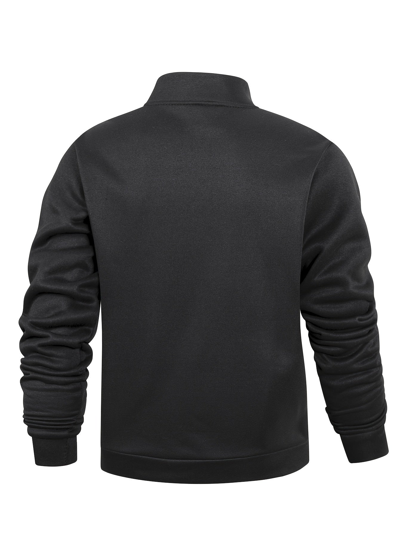 Men'S Stand Collar Zipper Jacket, Fashion Solid Color, Long Sleeve, Fleece, Soft, Casual, Polyester, with Zipper Pocket, for Daily, Sports, Fitness