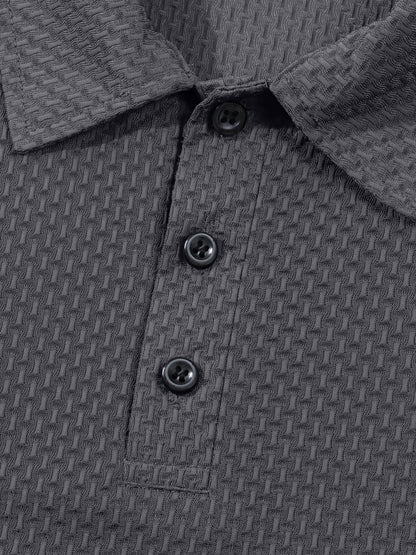 Summer Sports Casual Wear High-End Front Button Short Sleeve Shirt Breathable Turn- Collar Mesh Stretch Solid Color Top Golf Business Men's Short Sleeve - ayq