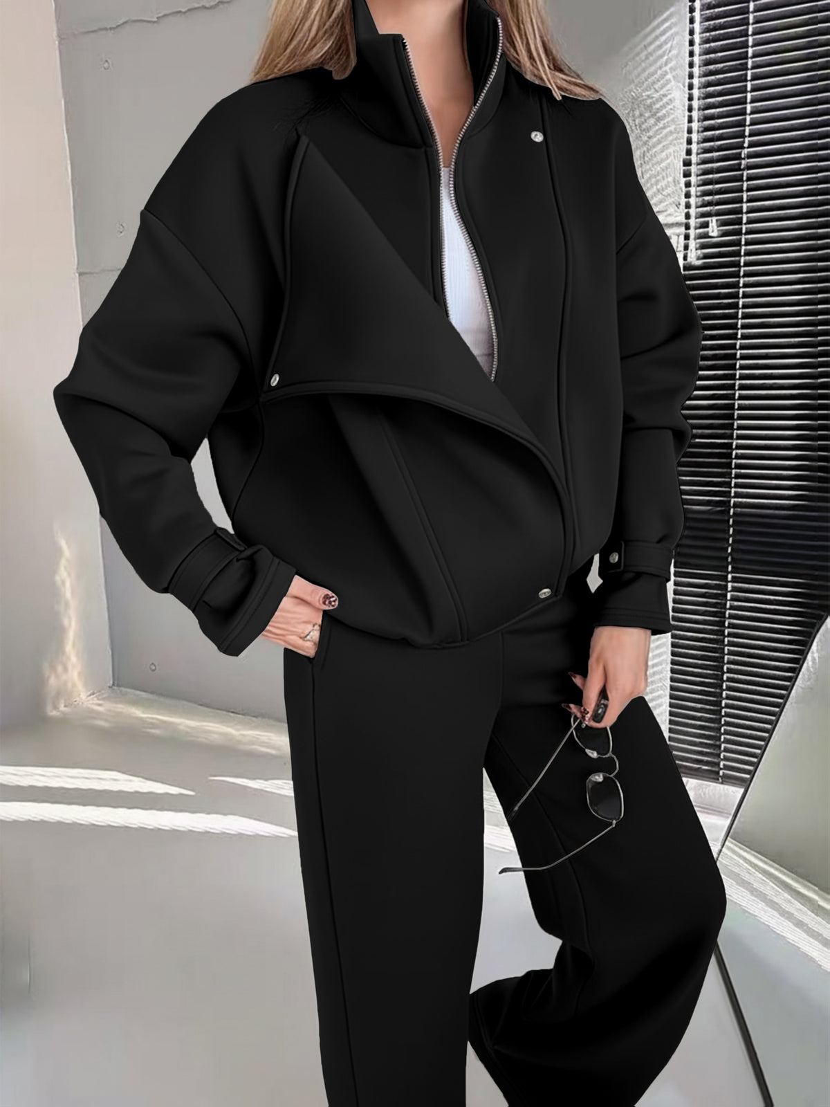 Women's Fall/Winter Suit with Vest & High-Waist Straight Pants