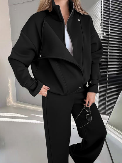 Women's Fall/Winter Suit with Vest & High-Waist Straight Pants