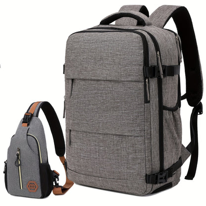 Airline-Approved 38.1cm Laptop Travel Backpack for Women, Light Blue Polyester with Adjustable Straps, Shoe Compartment & USB Charging Port - Ideal for School & Work Trips, Laptop Bag