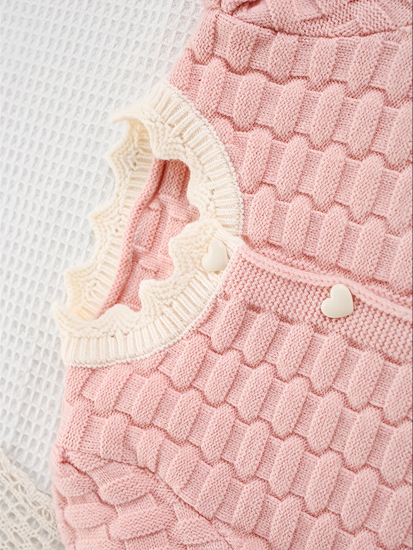 Girls' Fashion Casual Blend Knitted Set for Girls 3, Round Neck, Long Sleeves, Button Closure, Bunny Embellished Pink Sweater Pants Two-Piece Set, Elegant And Sweet, Suitable for Outdoor Activities, As a Gift for Kids