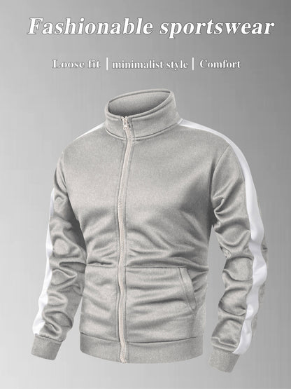 Men's Slim-Fit Full-Zip Softshell Jacket with Stand Collar