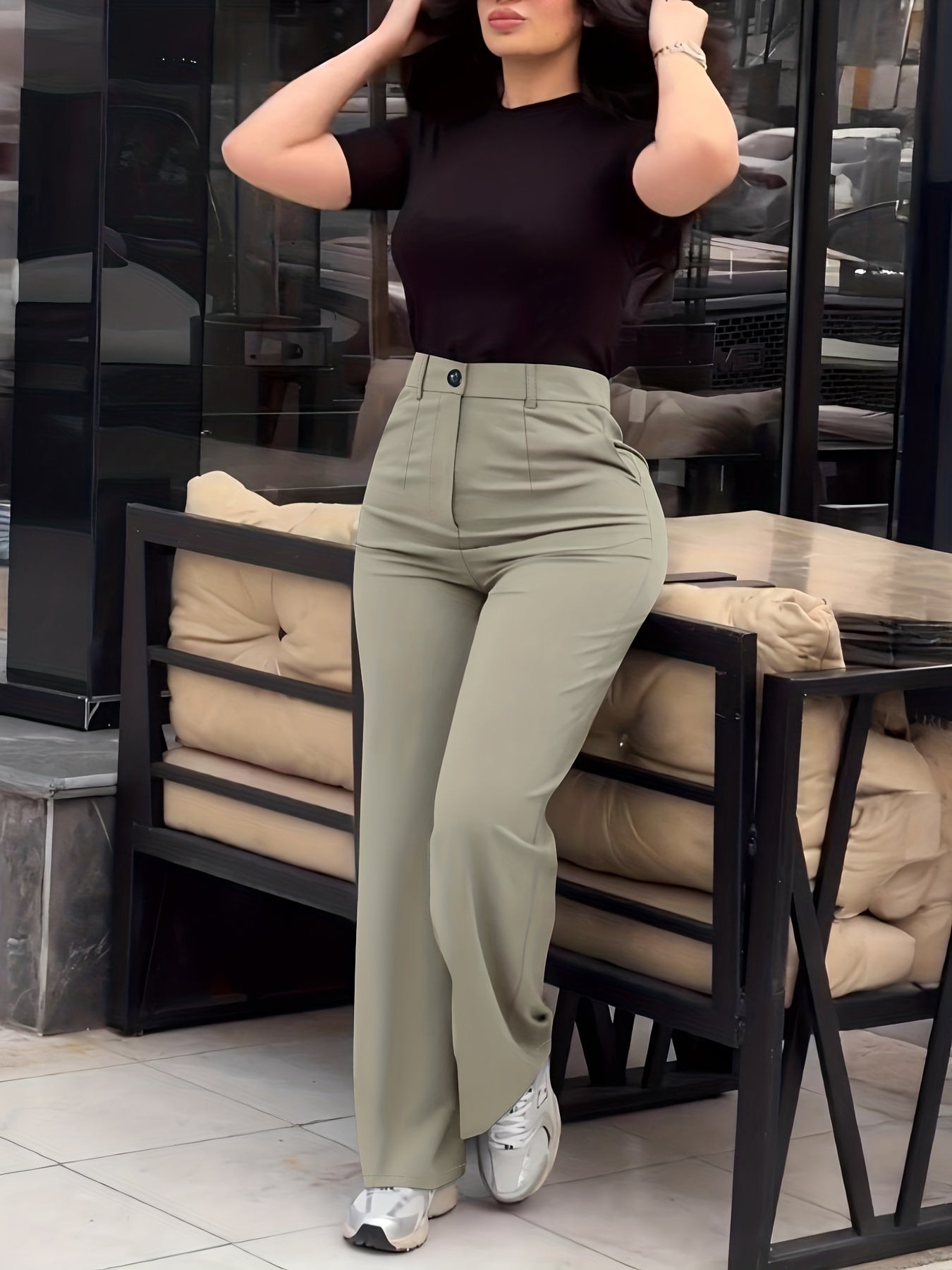 Women's Casual Slim-Fit Solid Color Long Pants