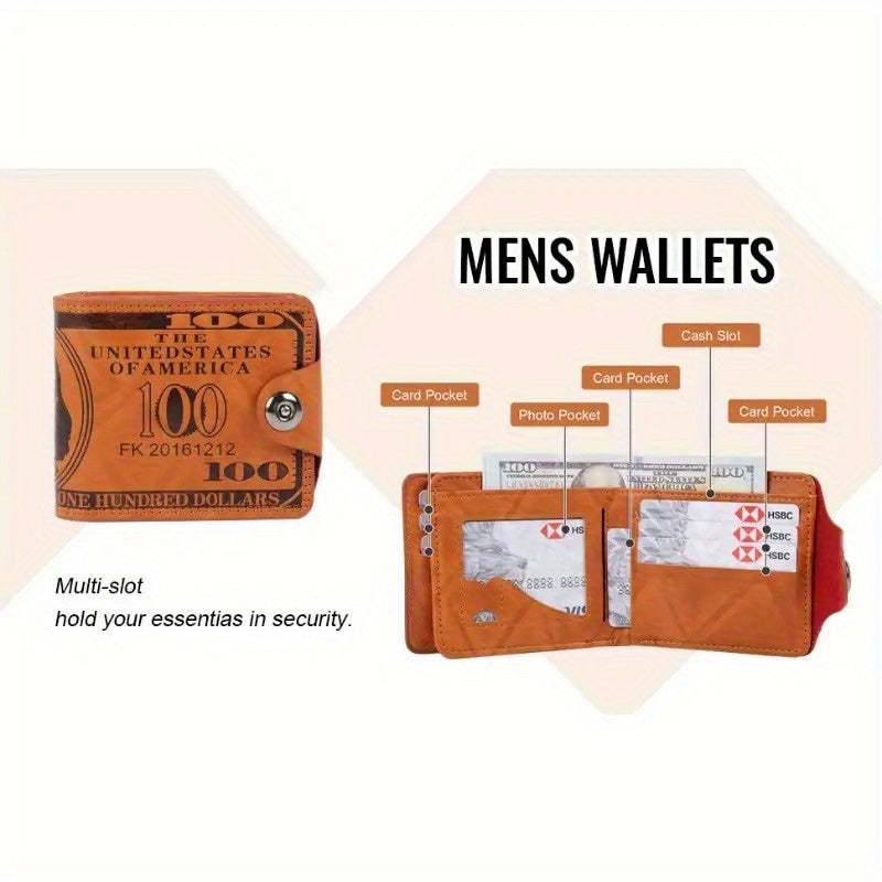 Latest Upgraded Men's Faux Leather Wallet, Vintage Style Men's Wallet, Multi-Card Slot Design - Stylish and Portable, Key and Coin Purse, Credit Card Holder, ID Holder, Elegant for Daily Use, Durable Denim Lining | Unique Wal - ayq