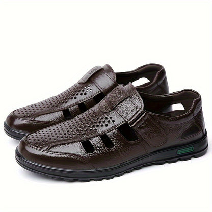 Men's Breathable Casual Leather Outdoor Shoes for Summer