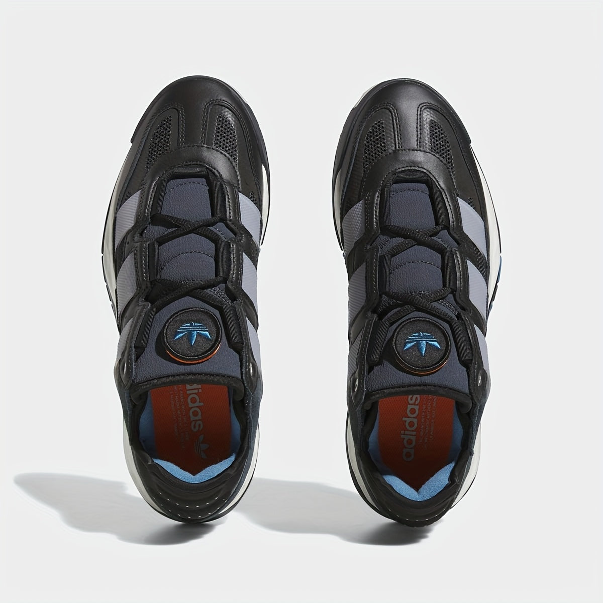 Adidas Niteball Low-Top Sneakers for Men  Women - Striped Casual Shoes with Genuine Leather Upper, Breathable Fabric Lining  Rubber Sole, Black/Blue/Orange Accents (FZ5742), Athletic Footwear, Modern Triptych Design, Durabl