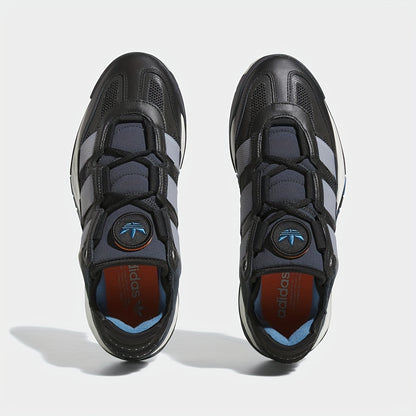 Adidas Niteball Low-Top Sneakers for Men  Women - Striped Casual Shoes with Genuine Leather Upper, Breathable Fabric Lining  Rubber Sole, Black/Blue/Orange Accents (FZ5742), Athletic Footwear, Modern Triptych Design, Durabl