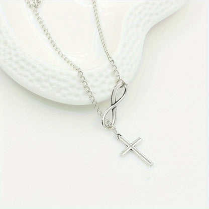 Մինիմալիստական ​​Lucky 8 նիշանոց Cross Short Necklace Jewelry