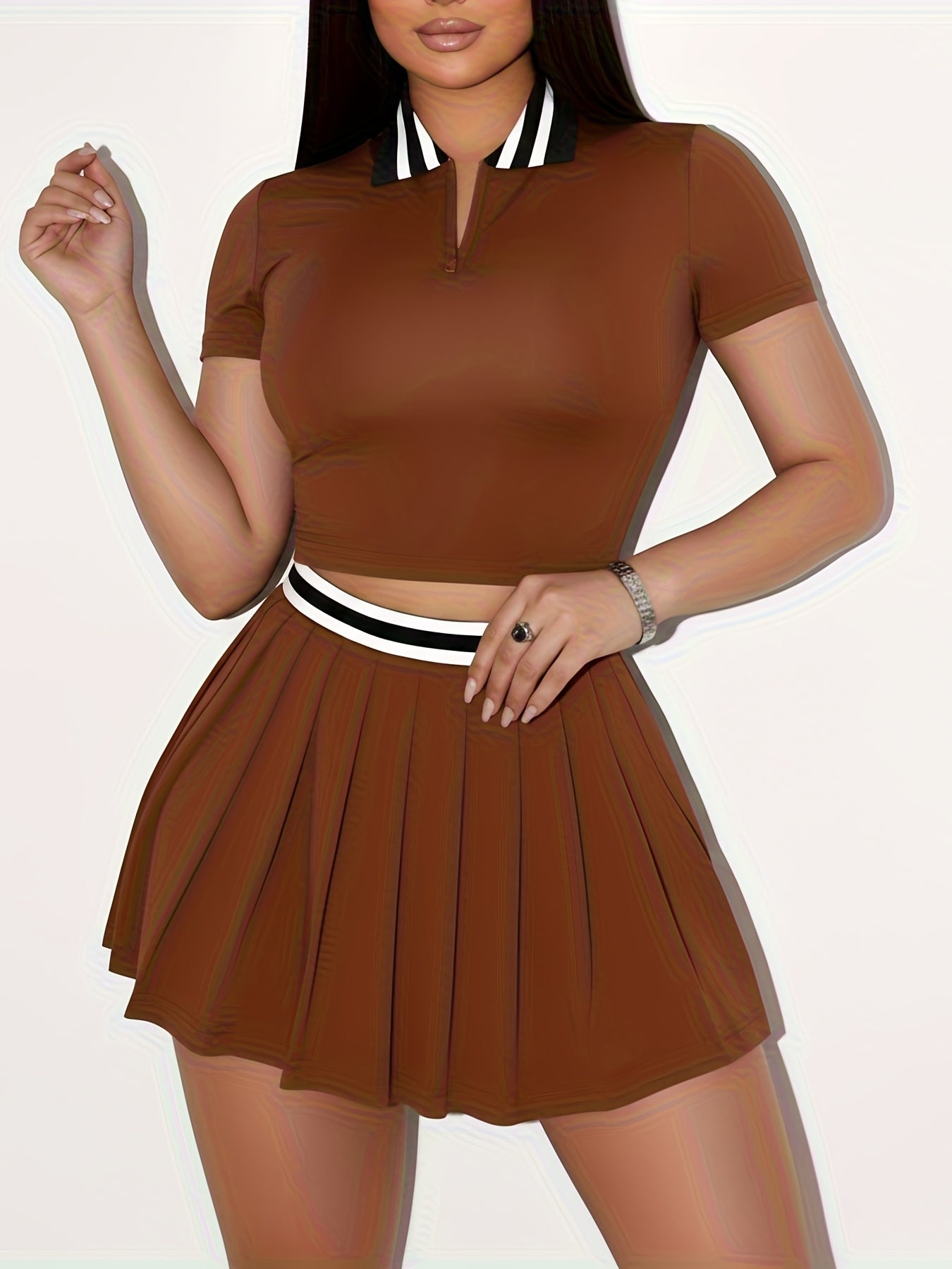 Women's Y2K Two-Piece Slim Fit Shirt & Mini Skirt Set