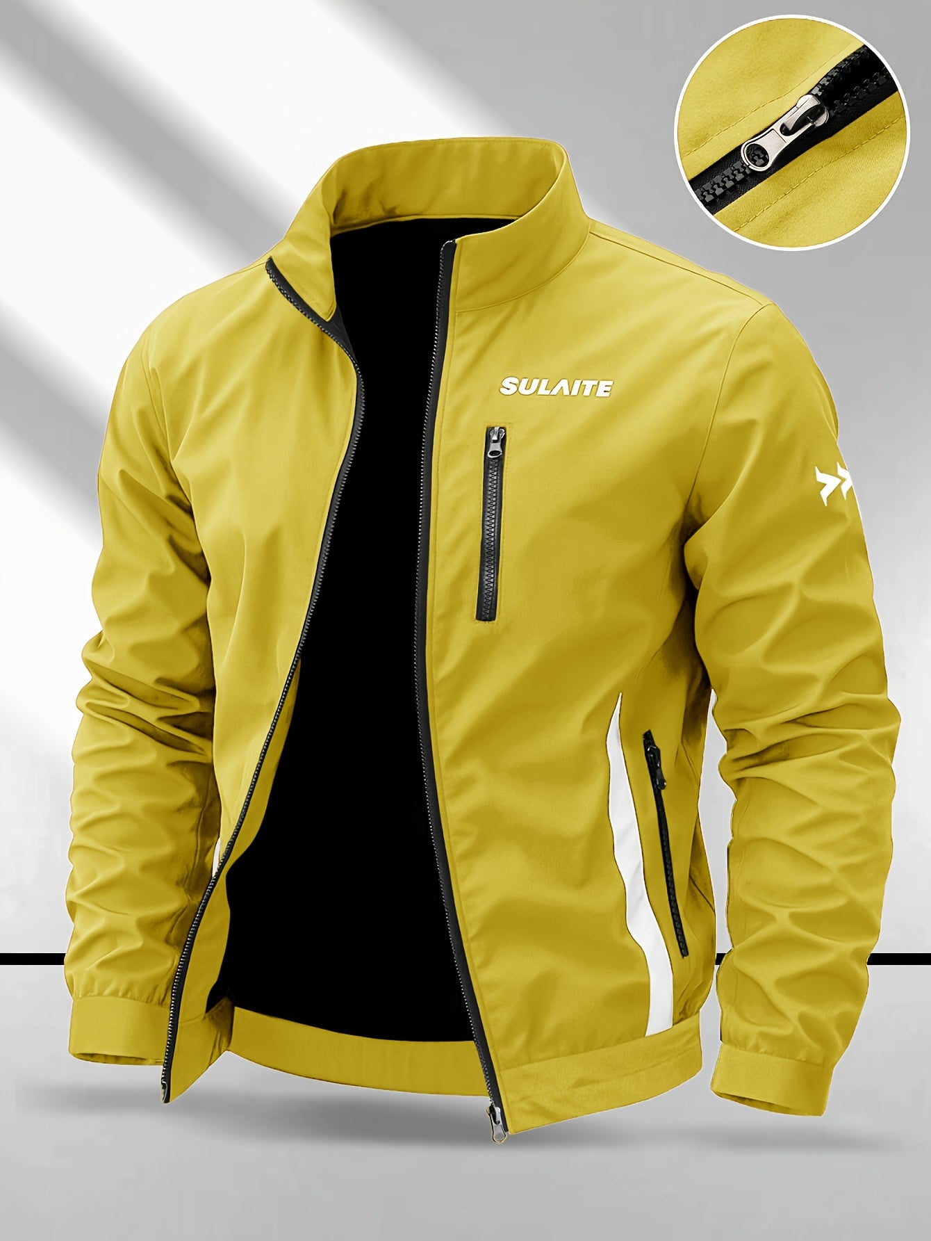 Men's Vintage Casual Bomber Jacket Stand Collar Windproof Coat