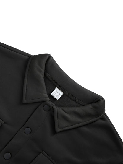 Men's Solid Color Lined Workwear Shirt Jacket with Snap Buttons