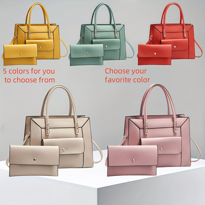 Elegant PU Leather Mother-Daughter Bag Set with Adjustable Strap