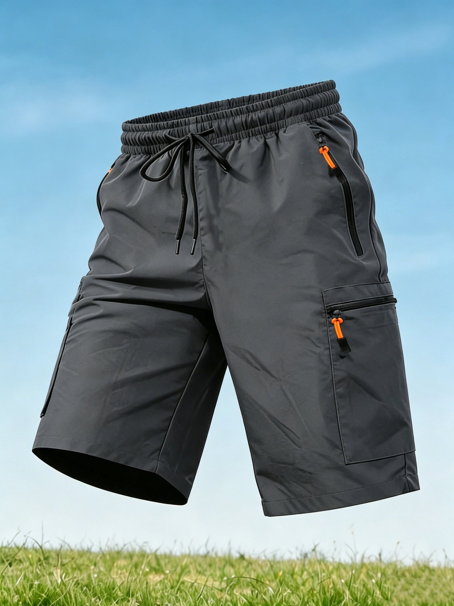 Men's Casual Loose-Fit Cargo Shorts with Elastic Drawstring Waist