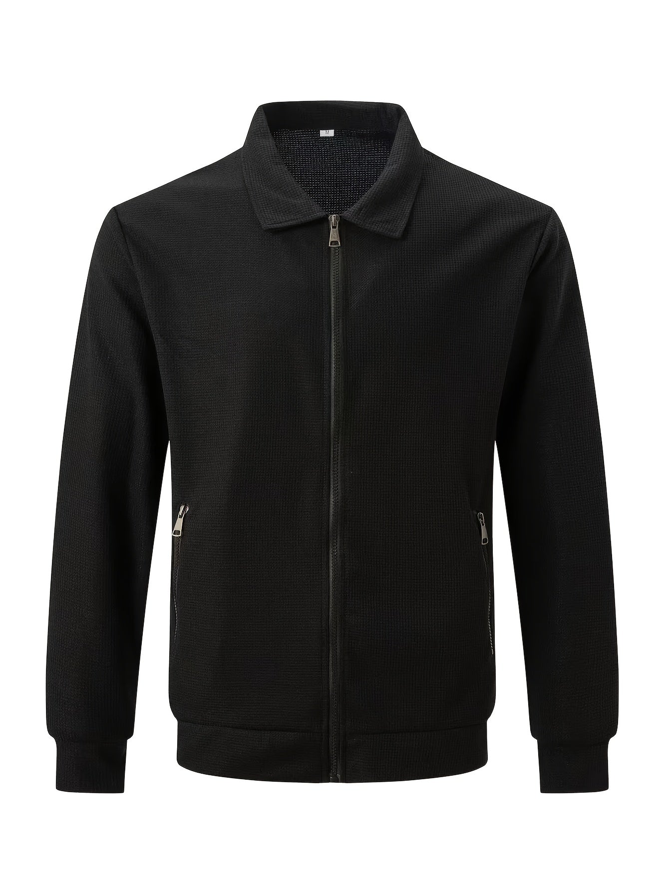 Men's Plain Waffle Zipper Jacket Casual Daily Fashion
