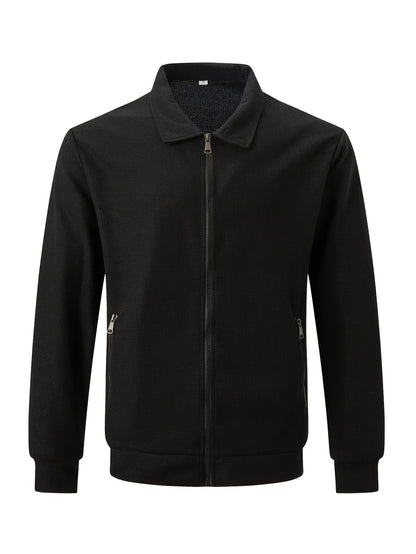 Men's Plain Waffle Zipper Jacket Casual Daily Fashion